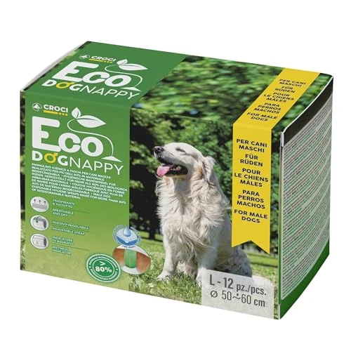 Oferta limitada: Croci Eco Dog Nappy - Pañales para Perros Macho biodegradables, Calzoncillos para Perros para orinar, Pañales con Banda higiénica para Perros machos, antiolor, Desechables, 12 Piezas, L, 50-60 cm de 16.99 EUR a 16.99 EUR (ahorro 0%)