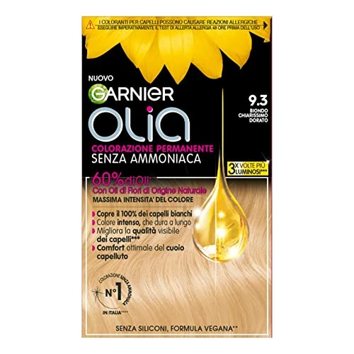 Garnier Olia Haarfarbe, permanente Färbung ohne Ammoniak, Blütenöle natürlichen Ursprungs, vegane Formel, sehr helles Goldblond
