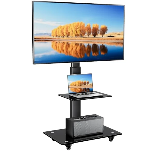 Offerta a tempo: BONTEC Supporto TV da Pavimento da 30-70 Pollici, Altezza Regolabile, Ripiani in Vetro Temperato, Carrello TV Portatile con Ruote, Fino a 40kg, VESA Max 600x400mm - 0.00% da 59.99 € a 59.99 €