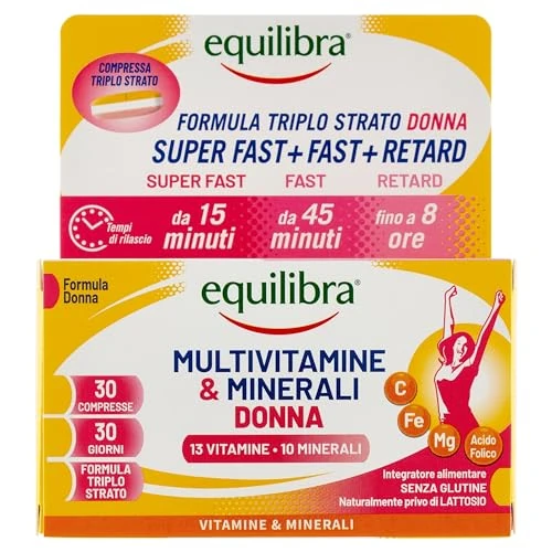 Offerta a tempo: Equilibra Integratori Alimentari - Multivitamine & Minerali da Donna - 30 Compresse — 48% da 10,99 € a 5,67 €