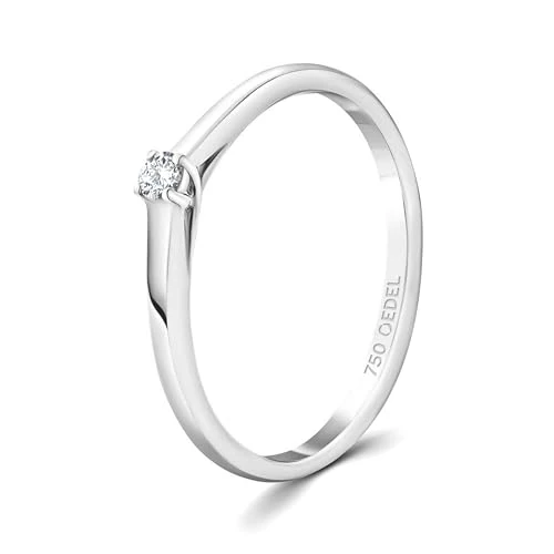 Offerta a tempo: EDELIND Anello solitario diamante 0.05 ct Oro Bianco 18K 750 Anello Donna con Diamante taglio Brillante Anello di Fidanzamento Ø 53 mm con scatola regalo - 0.00% da 719.99 € a 719.99 €