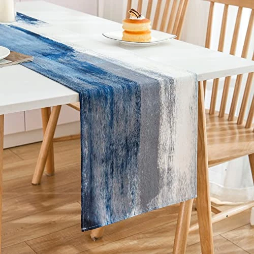 Offerta a tempo: MAIXUN Runner Da Tavolo Moderno In Lino Blu e Grigio 33x180cm Decorazione Della Sala Del Salone Di Casa Tovaglia Rettangolari Con Stile Rustico Vintage Per Compleanni Matrimoni Feste Vacanze Primavera - 0.00% da 12.09 € a 12.09 €