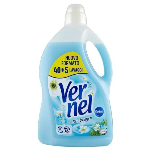 Vernel Azul Oxygen Suavizante Lavadora Diluido Perfumado, Frescura y Suavidad, Paquete individual de 45 lavados