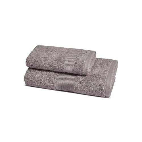 Zucchi - Set de serviettes de bain Visage et Bidet Solotuo - Éponge de coton 560 gr - Paire de serviettes de bain avec invité - 60 x 110 cm + 40 x 60 cm - Ombre 1736