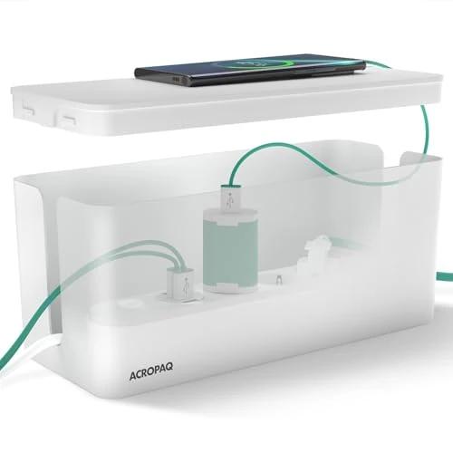 Offerta a tempo: ACROPAQ Scatola Porta Cavi - (32 x 13,2 x 12,7 cm), Scatola per nascondere cavi e ciabatte, Plastica, Bianco - Cable box, Cable management box - 36% da 21.32 € a 13.75 €