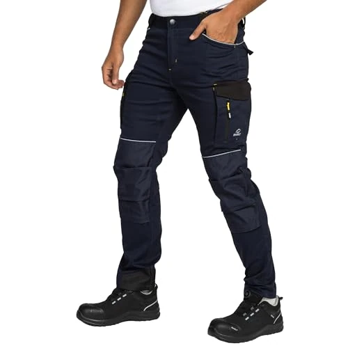Tijdelijke aanbieding: BWOLF Daytona Pantalon de Travail Homme Stretch Pantalon Travail Homme - Coton - Élasthanne - Nombreuses Poches, Bleu, XXXL van 48.29 € naar 48.29 € (0.00% korting)