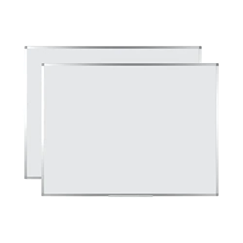 BoardsPlus Magnetic Whiteboard, Lacquered Steel Surface, Aluminium Frame, 105 x 75 cm, Pack of 2