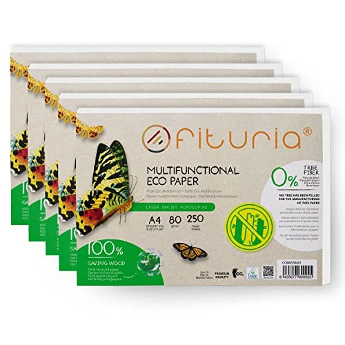 Offre limitée : OFITURIA Papier recyclé A4 80 g, 250 feuilles 100% fabriquées du papier recyclé, paquet de papier recyclé, couleur naturelle adaptée imprimante laser et jet d'encre - (5 paquets) COM0558 Vert de 37.95 € à 37.95 € (0.00% de remise)