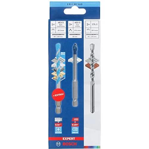 Offerta a tempo: Bosch Professional Set di Punte Misto EXPERT HEX-9 HardCeramic da 5 pezzi + 1x Punte EXPERT HEX-9 MultiConstruction, per Ceramica, MultiConstruction, Ø 6 mm, Accessori Trapano/Avvitatori Rotanti - 33% da 54.30 € a 36.36 €