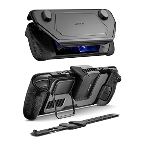 JSAUX Kompatybilne z oponami parowymi, modne etui PC0104 z wentylatorem chłodzącym i akcesoriami OLED, w tym etui ochronnym, osłoną twarzy i wentylatorem chłodzącym, metalowym uchwytem i paskiem