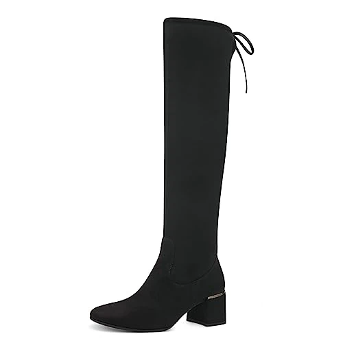 Offerta a tempo: MARCO TOZZI Stivali Sopra il Ginocchio Donna Eleganti con Tacco a Blocco, Black, 38 EU - 0.00% da 94.95 € a 94.95 €