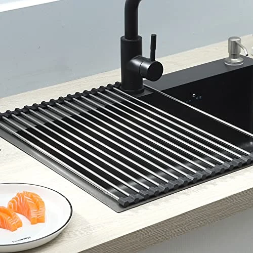 Oferta limitada: ViWaVee Escurreplatos Plegable y extraíble, escurridor de Platos sobre el Fregadero, Alfombrilla de Goteo, Rejilla de Goteo para Tazas, Frutas, Verduras, Organizador de Cocina (Negro 43 x 35) de 18.99 EUR a 18.99 EUR (ahorro 0%)