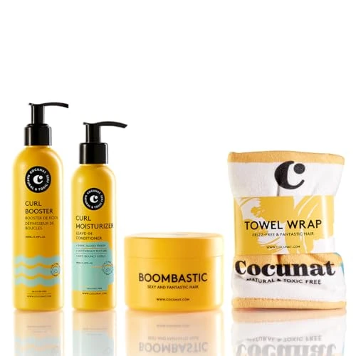 COCUNAT | Set Piano Nutrizionale Ricci | Metodo Curly, Maschera Ultra-nutriente Boombastic e Turbante Anti-frizz | Definisce, Idrata, Elimina il Crespo