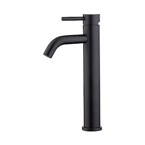 Offerta a tempo: Ibergrif Rubinetto per Bagno Nero Opaco, Rubinetto per Lavabo Alto con Altezza del Beccuccio 205 mm per Lavabo da Appoggio, Miscelatore per Lavabo con Acqua Calda e Fredda, Miscelatore Monocomando - 16% da 44.99 € a 37.99 €