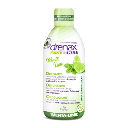 Drenax Forte Plus Minze und Limette Entwässerungsergänzung, Reinigung und Zirkulation, 750 ml, Geschmack Minze Limette