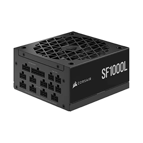 Corsair SF1000L W Pełni Modularny, Niskoszumowy Zasilacz SFX - Zgodny z ATX 3.0 i PCIe 5.0 - Cichy Wentylator 120mm PWM - 80 PLUS Gold Efficiency - Tryb Zero RPM - Czarny