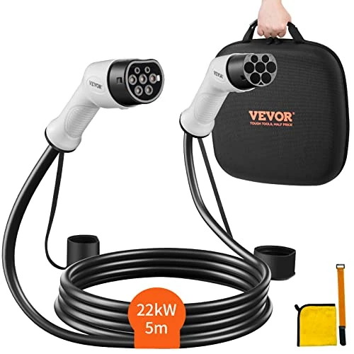 Oferta limitada: VEVOR Cable de Vehículo Eléctrico Tipo 2 a Tipo 2 Cable de Carga EV 32A 22kW Cable de 5,5 m IP66 Impermeable con Bolsa de Transporte para IEC62196 Híbrido de Carga de Coches Eléctricos Tres Fases de 110.90 € a 105.90 € (ahorro 5%)