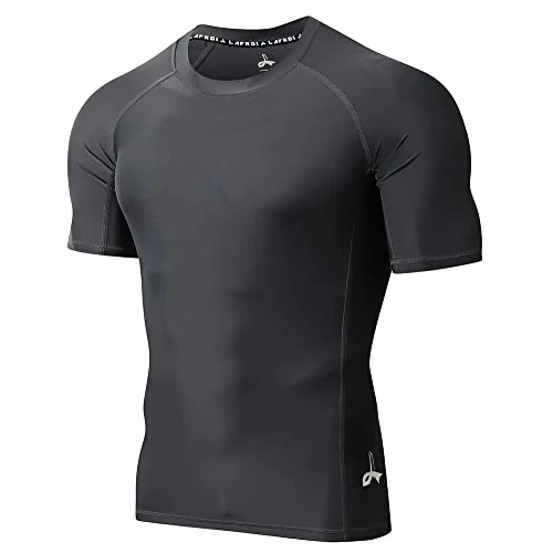 Offerta a tempo: LAFROI Protezione antirottura a Compressione da Uomo UPF 50+ a Maniche Corte Sym Dark Grey Size LG - 5% da 24.99 € a 23.74 €