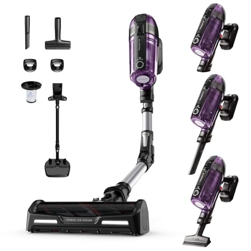 Rowenta X-Force Flex 12.60 Allergy RH98A0WO Cordless Stick Vacuum Cleaner, Purple and Aluminum, 320 W, 0.9 liters, 82 Decibeles