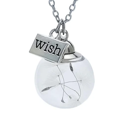 Tijdelijke aanbieding: Paardenbloem druk een wens echte bloemen hanger ketting staal halsketting cadeau-idee dames verjaardag vriendin, Eén maat, Roestvrij staal, Geen edelsteen van 19.90 EUR naar 19.90 EUR (korting 0%)