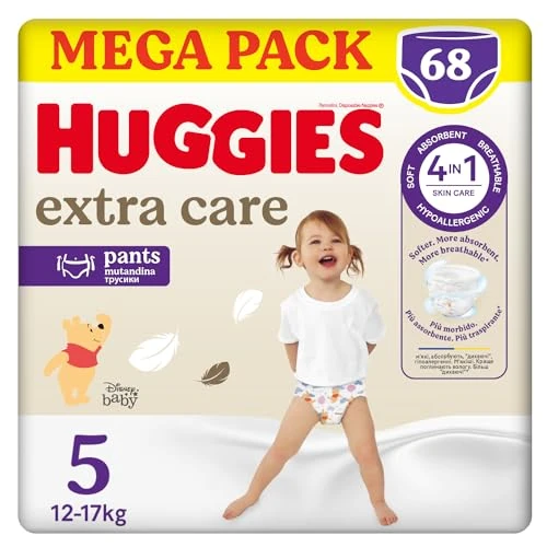Huggies Extra Care Lot de 68 couches, ultra absorbantes, taille 5 (12-17 kg),