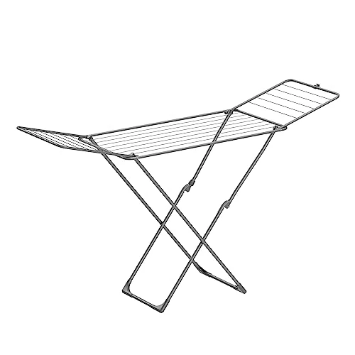 Offerta a tempo: SONGMICS Stendibiancheria, Stendino Pieghevole con Ali, Stendibiancheria da Pavimento, Salvaspazio, per Interno ed Esterno, per Biancheria da Letto, Grigio LLR540G01 - 15% da 29.99 € a 25.59 €