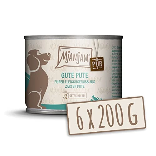 MjAMjAM - Premium Wet Food for Dogs - Good Pure Turkey, Pack of 6 (6 x 200 g), Grain-Free with Extra Meat