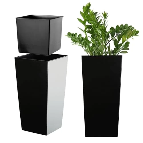 Zeitlich begrenztes Angebot: KADAX Pflanzkübel mit Innentopf, Höhe 36cm, 18x18cm, ca. 6L – Schwarz, Frostsicherer Blumentopf für Innen & Außen, Garten, Balkon & Terrasse, UV-beständig, wetterfest von 19.95 € auf 19.95 € (0.00% Rabatt)