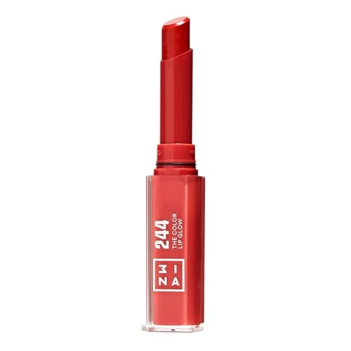 3INA MAKEUP - The Color Lip Glow 244 - Rojo - Labial Hidratante Rojo con Manteca de Karité para Nutrir los Labios - Barra de Labios Brillo - Bálsamo Alta Pigmentación Vegan - Cruelty Free
