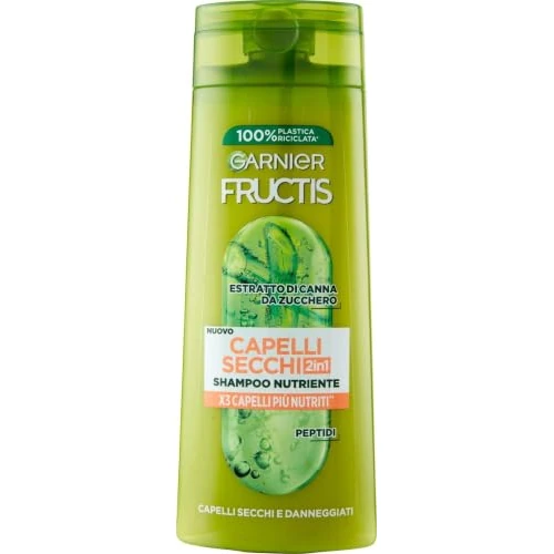 Offerta a tempo: Garnier Fructis Shampoo Nutriente 2in1, Per Capelli Secchi e Danneggiati, Azione Riparatrice, Con Estratto di Canna da Zucchero, 250 ml - 43% da 2.99 € a 1.69 €