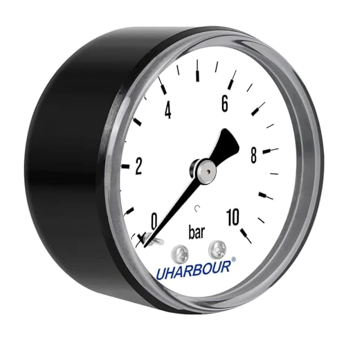 Offerta a tempo: Uharbour Manometro per Acqua 0-10 bar, 1/4 di Pollice, Manometro con Staffa per Aria Compressa sul Retro, Manometro per Aria Compressa 1/4" BSP Attacco in Ottone - 42% da 16.99 € a 9.83 €