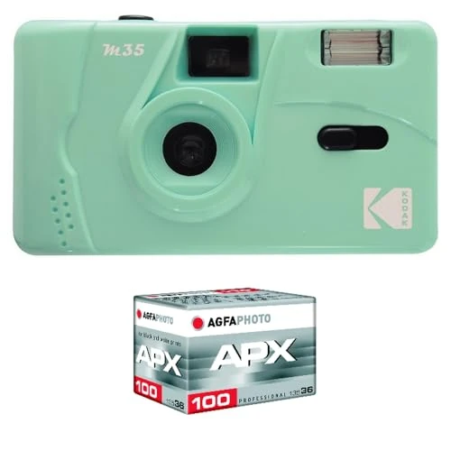 Offre limitée : KODAK Pack M35 Argentique + Pellicule 100 ASA - Appareil Photo Kodak Rechargeable 35mm Mint Green, Objectif Grand Angle Fixe, Viseur optique , Flash Intégré + Pellicule APX 100, 36 poses de 38.99 € à 38.99 € (0.00% de remise)