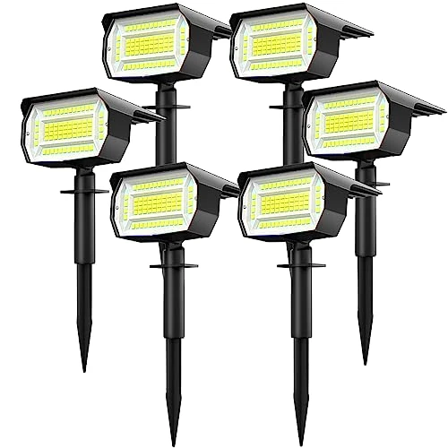 Offerta a tempo: LOTMOS 6 Pezzi Faretti Solari a LED da Esterno, 72 LED Lampade Solare da Giardino Potenti 3 Livelli di Luminosità, Impermeabile Luci Lampioni Solari da per Piscina, Cortile, Alberi (Bianco Freddo) - 13% da 65.99 € a 57.42 €