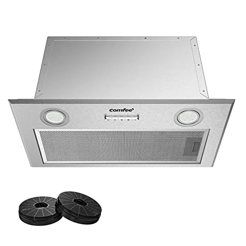 COMFEE' Campana extractora de 52 cm BIHT01SS-52 para debajo de la cocina empotrada, sistema de recirculación y canalización y filtros de carbón
