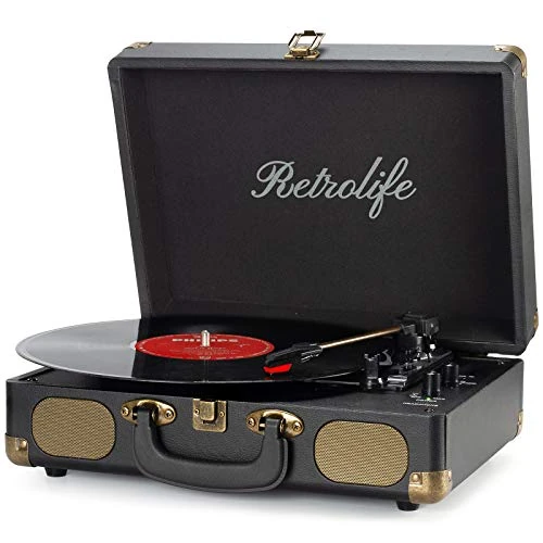 Offre limitee: Platine Vinyle 3 Vitesses 33/45/78 TR/Min Bluetooth Valise Portable Tourne-Disque à Courroie avec Haut-Parleurs Intégrés Sortie Ligne RCA Vintage Turntable de 69.99 EUR a 56.99 EUR (economie 19%)
