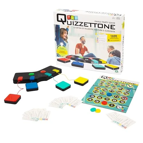 Oferta limitada: Giochi Preziosi Quizzettone, juego de mesa interactivo con consola LED, tarjetas multinivel y peones, juego en caja para toda la familia y amigos con 200 tarjetas, 1600 preguntas y 4 dificultades de 29.99 EUR a 29.99 EUR (ahorro 0%)