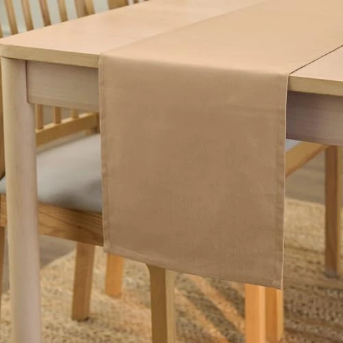 Tijdelijke aanbieding: Encasa XO Tafelloper afmetingen 32 x 230 cm | stof van katoenlinnen | effen diep beige | machinewasbaar en duurzaam van 17.59 EUR naar 17.59 EUR (korting 0%)