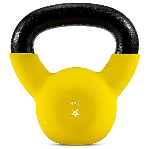 Yes4All XSQQ Neopren beschichtete Kettlebell, Krafttraining Kettlebells - 4KG Gelb