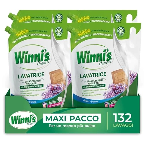 Offerta a tempo: Winni’s - Detersivo Lavatrice Ipoallergenico Ecoformato - 132 Lavaggi (4 Confezioni) — 40% da 34,99 € a 21,08 €