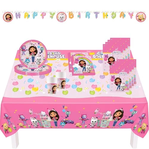 Offre limitée : Procos PRO10245290DY - Set de fête XL Gabby's Dollhouse, 46 pièces, assiettes, nappe, gobelets, serviettes, sacs, bannières, set de vaisselle, vaisselle pour enfants de 24.99 € à 24.99 € (0.00% de remise)