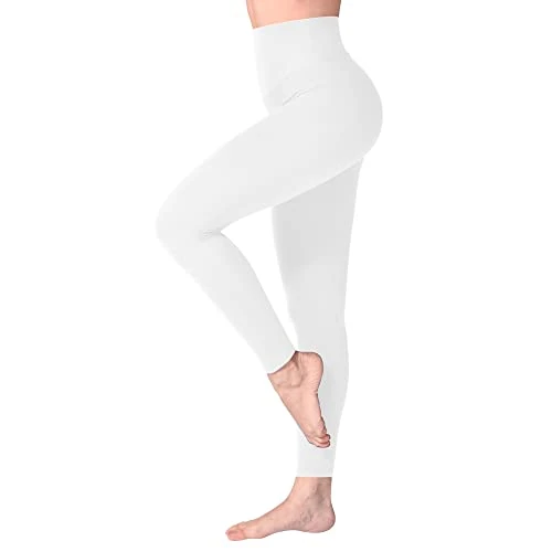 SINOPHANT Leggings Damen High Waist - Blickdicht Leggins mit Bauchkontrolle für Sport Yoga Gym(1 Weiß,L-XL)