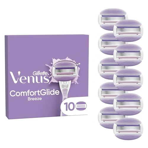 Gillette Venus Comfortglide Breeze Navulmesjes X10, voor dames, 3 geïntegreerde mesjes voor een zachte en duurzame scheerbeurt