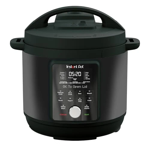Instant Pot Duo Plus con multicooker whisperquiet da 5,7l, nero. Cuoce a pressione, cottura lenta, cuociriso, rosola, prepara yogurt, scalda, cuoce a vapore, sous vide, prepara torte, facile da pulire