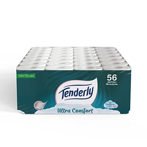 Limited-time offer: Tenderly Ultracomfort, 3 Ply Toilet Paper, 56 Rolls of Soft and Pure Toilet Paper, Dermatologically Tested for Sensitive Skin, Guarantees Comfort and Delicacy from 63.88 GBP to 63.88 GBP (save 0%)