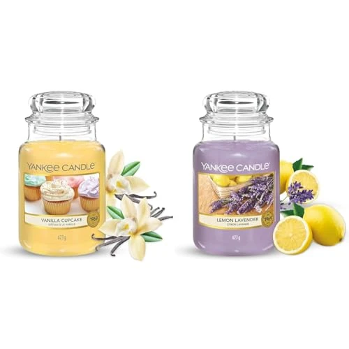 Limited-time offer: Yankee Candle Scented Candle | Vanilla Cupcake & Lemon Lavender Large Jar Candle | Up to 150 Hours Burn Time from 59.98 GBP to 39.35 GBP (save 34%)