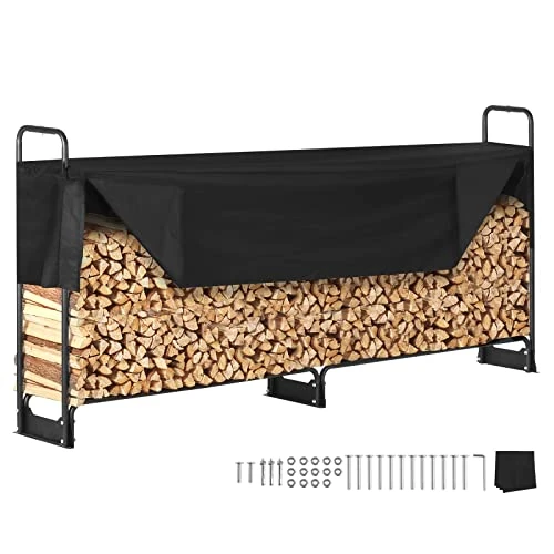 Limited-time offer: VEVOR 8.5FT Outdoor Firewood Rack with Cover, 102x14.2x46.1 in, Heavy Duty Firewood Holder & 600D Oxford Waterproof Cover for Fireplace, Patio, Indoor/Outdoor Log Storage Rack for 1/2 Cord of Firewood from 67.99 GBP to 67.99 GBP (save 0%)