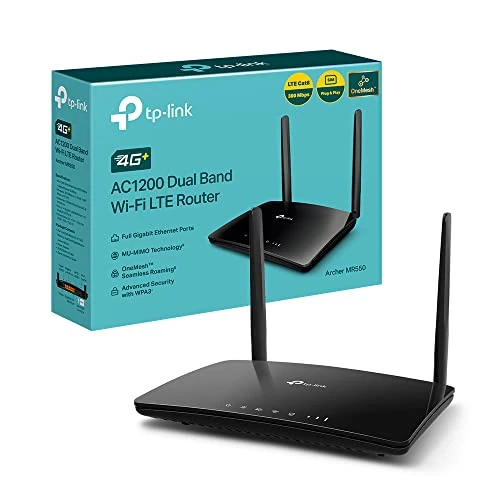 Offre limitee: TP-Link Box, Routeur 4G+ LTE Cat.6 300 Mbps WiFi AC 1200 Mbps, 2 x SMA pour Antenne Externe, 4 Ports RJ45 Gigabit, Amovibles, OneMesh, Modem Carte SIM pour Tout Opérateur, Archer MR550 de 149.99 EUR a 149.99 EUR (economie 0%)