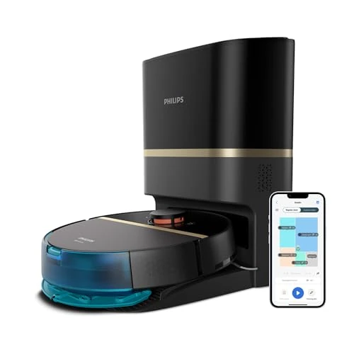 Offerta a tempo: Philips HomeRun Serie 7000 Robot Aspirapolvere e Lavapavimenti con Mappatura, Alta Potenza Asp.ne (5000 Pa), Ril.to Piccoli Ostacoli, con Stazione, per Tappeti e Peli di Animali, App WiFi (XU7100/01) - 0.00% da 379.99 € a 379.99 €