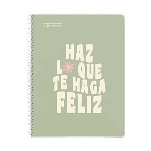 Limitiertes Angebot: Miquelrius - Message Notizbuch, 1 Farbstreifen, A4, 80 Blatt 7 mm horizontale Linien, 90 g Papier, 4 Löcher, Hartkartoneinband, Farbe Salbeigrün von 5.02 EUR auf 5.02 EUR (Spare 0%)