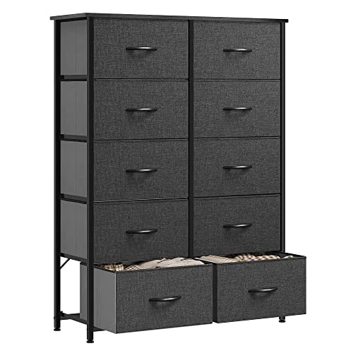 YITAHOME Dresser for Bedroom with 10 Drawers, Storage Drawer Organizer Unit, Chest of Drawers for Bedroom Living Room Closet, Sturdy Steel Frame, Wood Board, Fabric Drawers(Charcoal)
